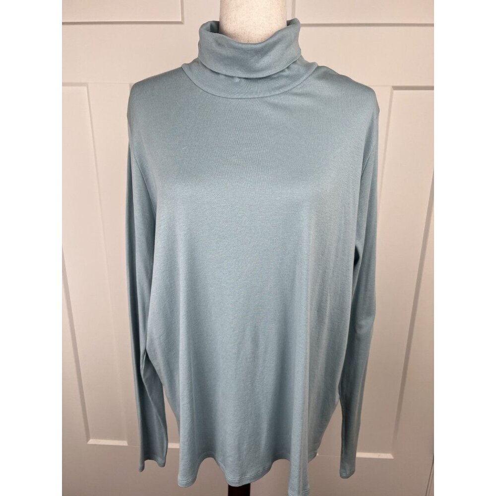 Eileen Fisher NWT 2X Seafoam Organic Cotton Lyocell Turtleneck Top Knit $128